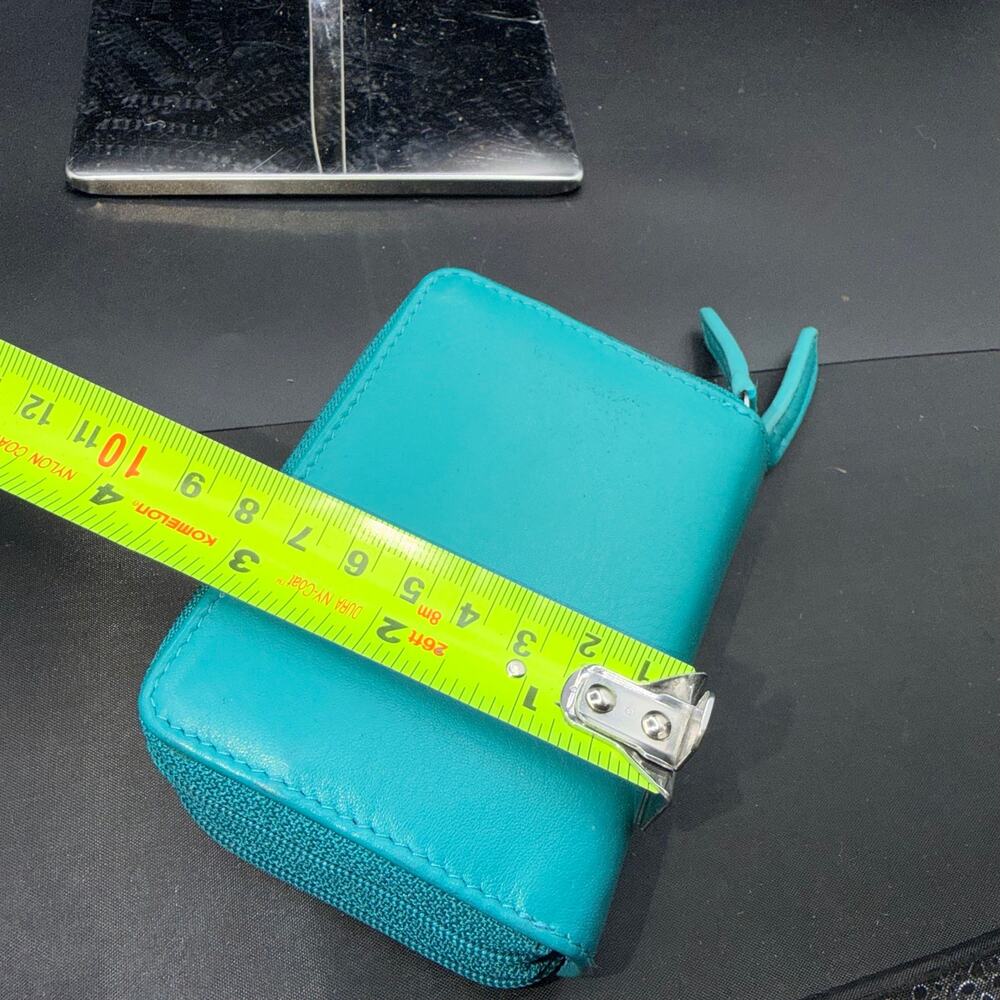 ili New York Turquoise Leather Zip Around Credit Card Wallet ID Holder - Picture 3 of 9